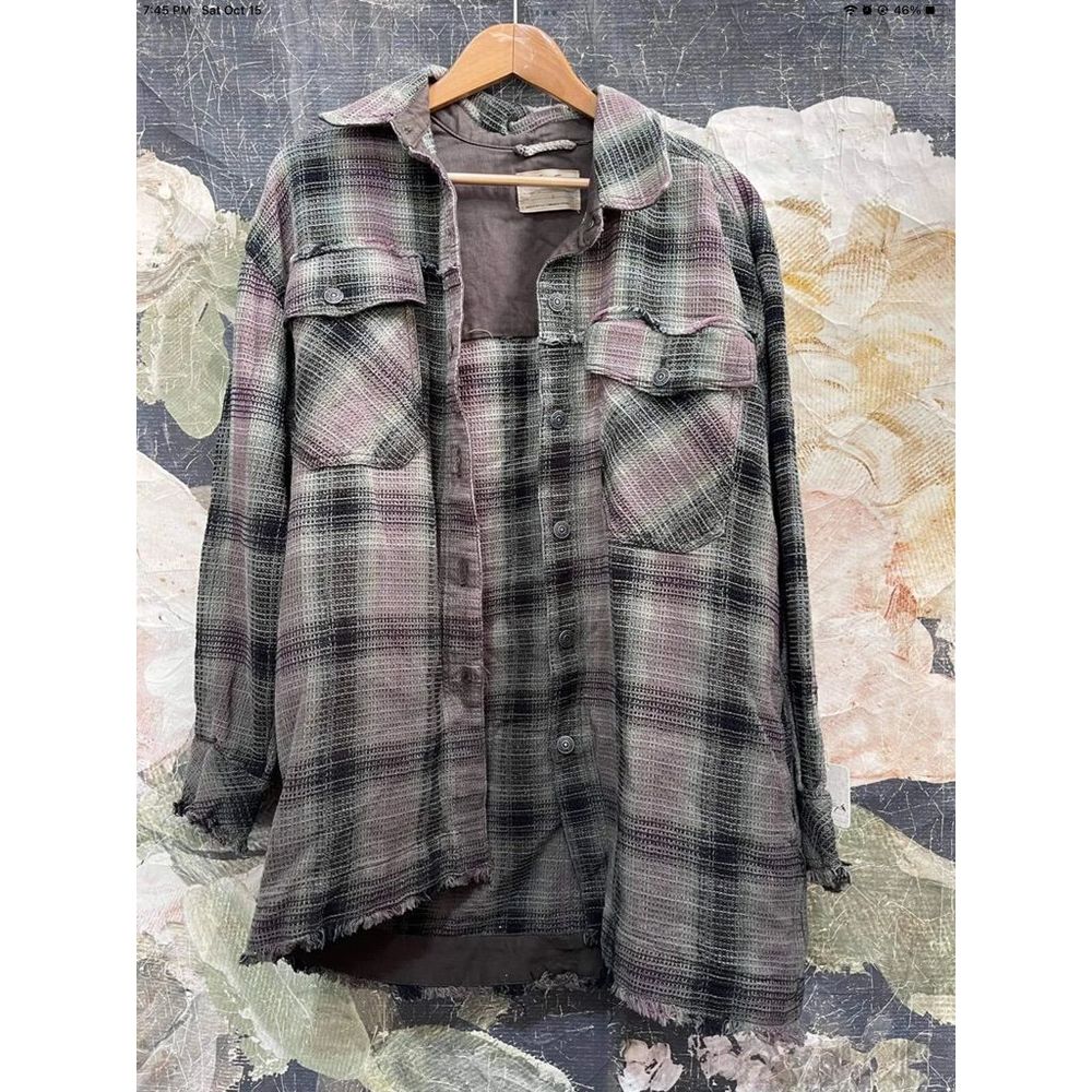 NWT Free People Anneli Plaid Shirt Jacket  Size Large - Picture 4 of 7